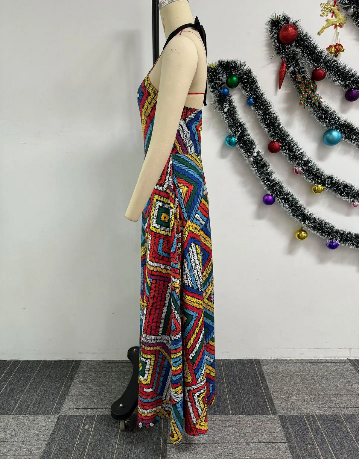 Elegant Dashiki Summer Spaghetti Straps Maxi Dress