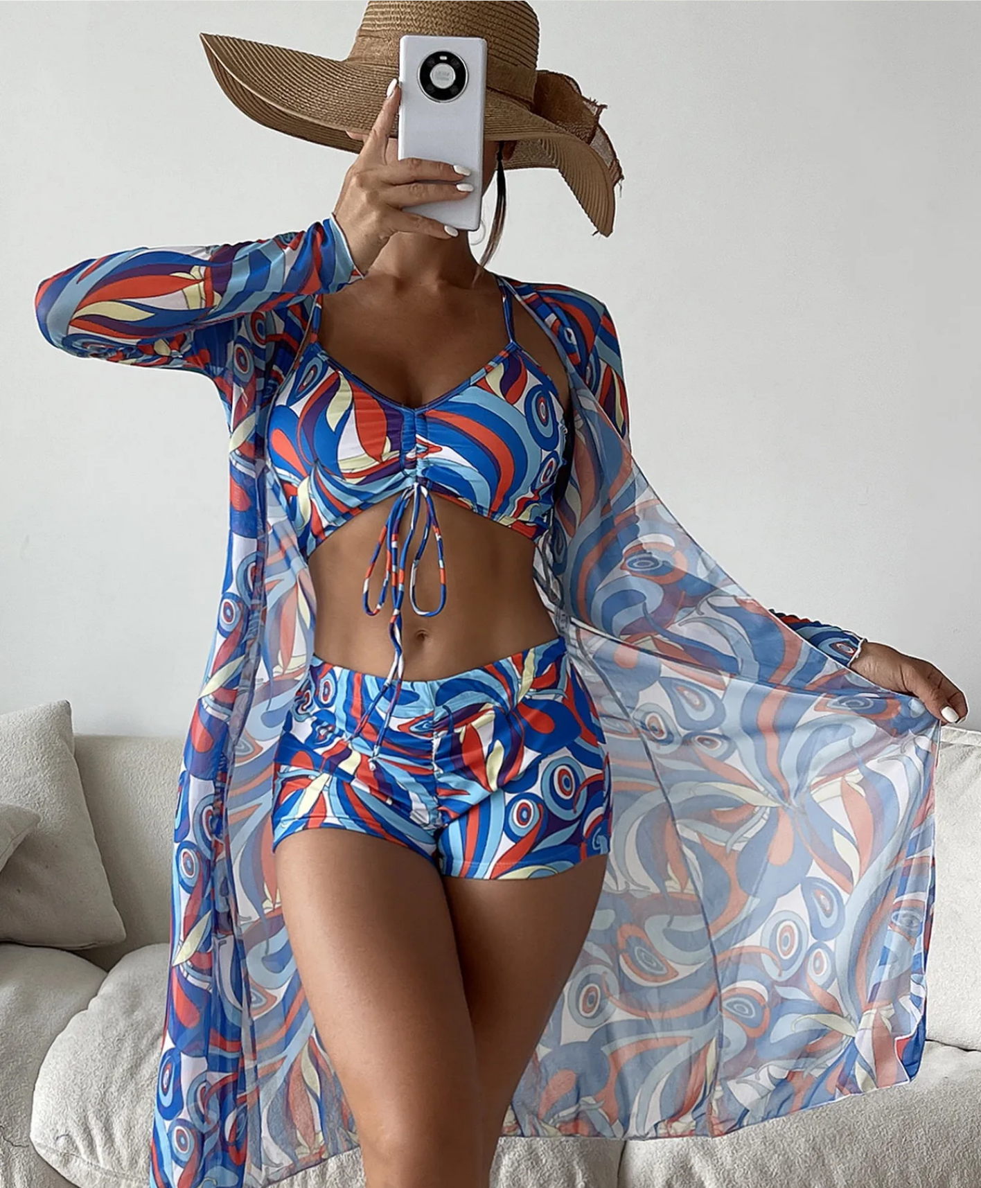 3 Pieces Sexy Print Bikini