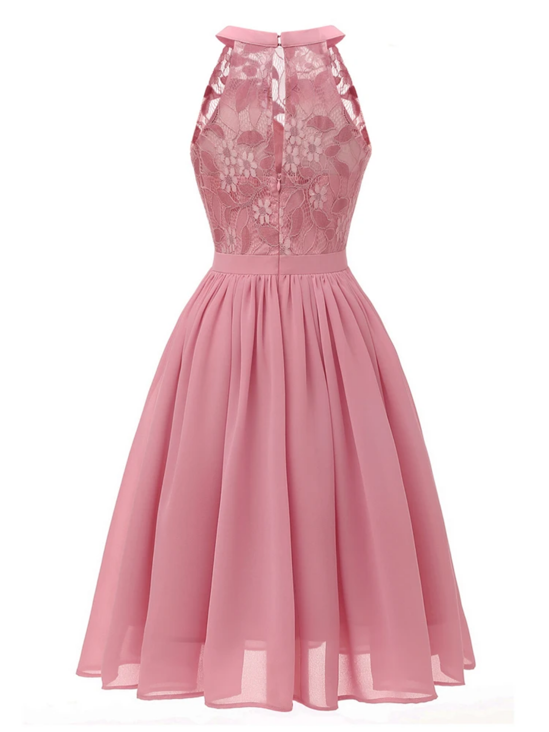 Lace and Chiffon Pleated Summer Elegant  Midi Dresses