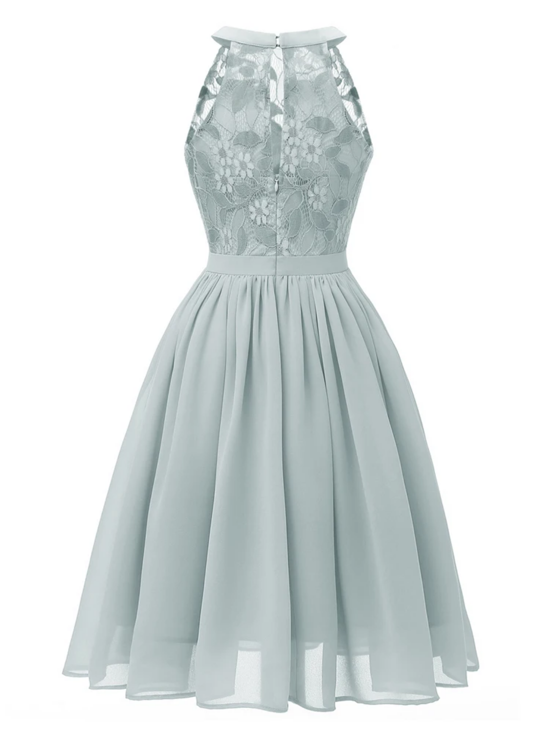 Lace and Chiffon Pleated Summer Elegant  Midi Dresses
