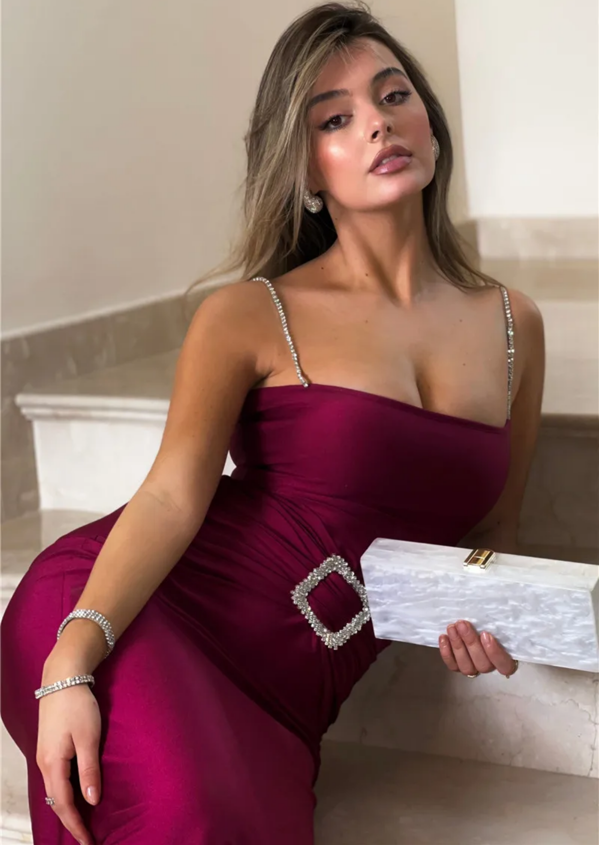 Glitter Spaghetti Strap Sexy Maxi Dress