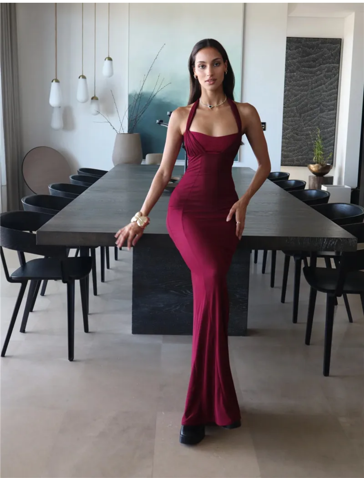 Elegant Backless Sexy  Lace-up Sleeveless Bodycon Maxi Dress
