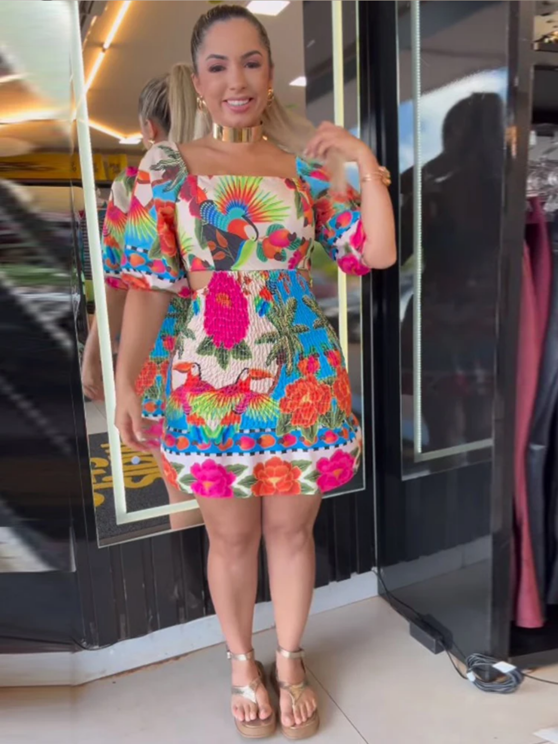 Summer Draped Material E Off The Shoulder Lantern Sleeves Hollow Out Waist Dress