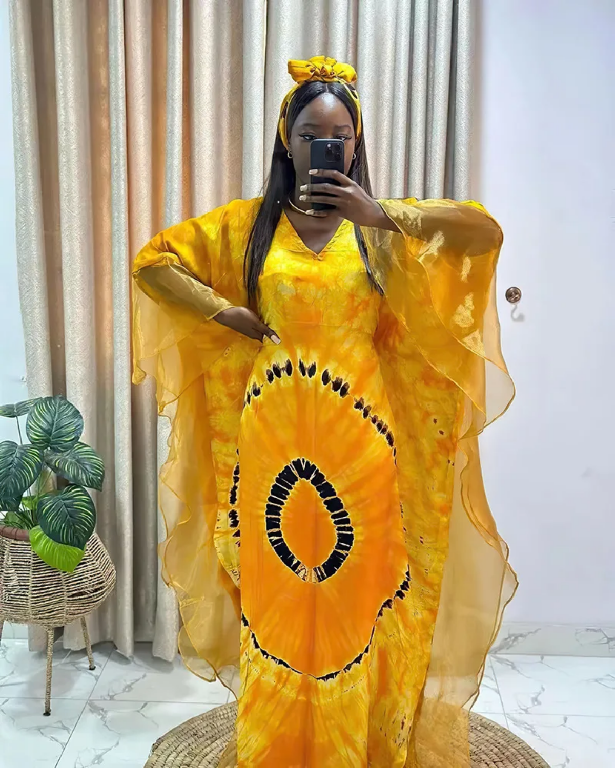 Plus Size 2024 Traditional Nigerian Mesh Patchwork Caftan Dress