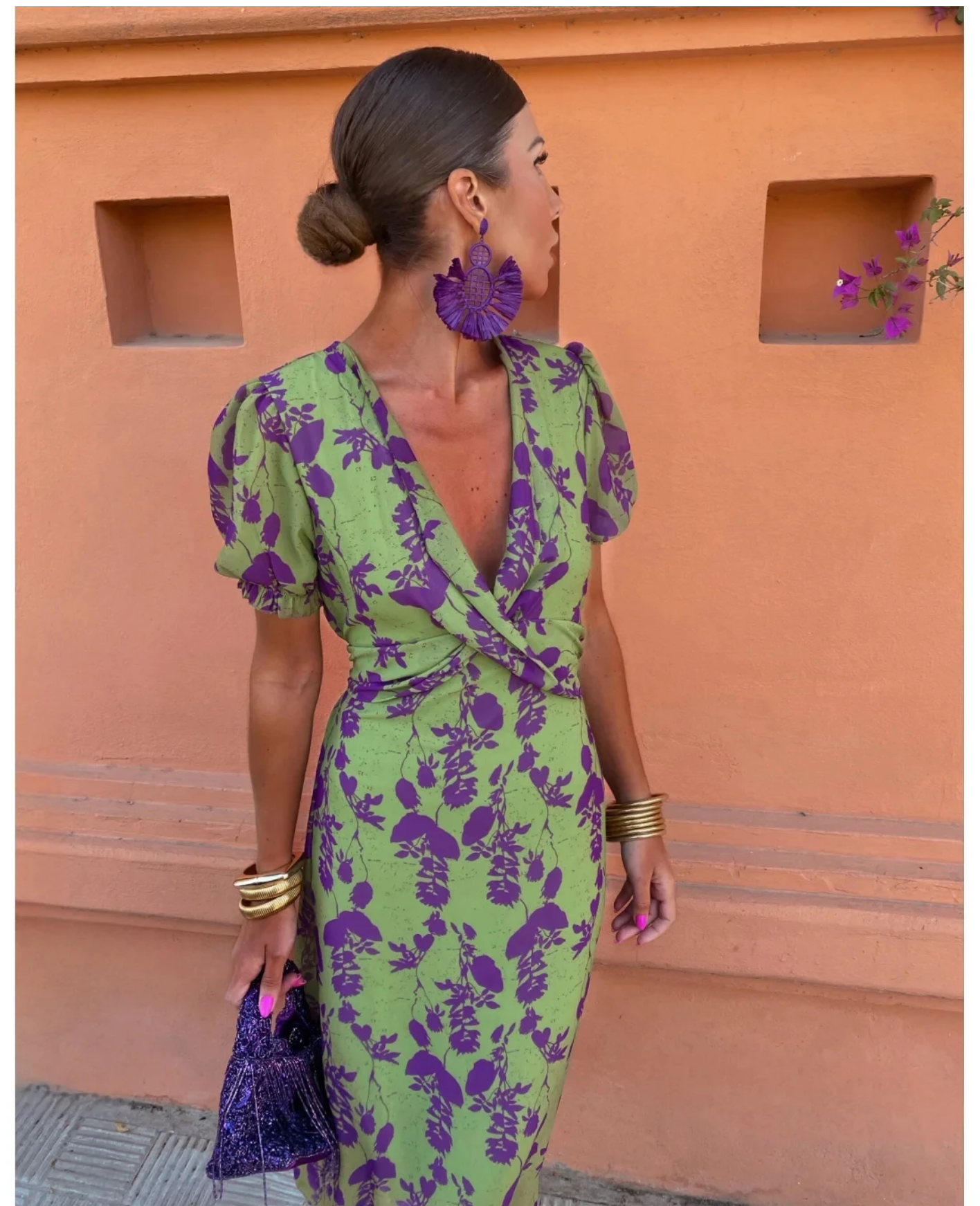 Summer  Contrasting Print Elegant Slim V Neck Short Sleeve Maxi Dresses