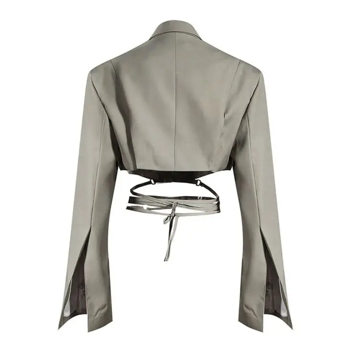 Double Layer Bandage Slim Long Sleeve Pocket Short Jacket New