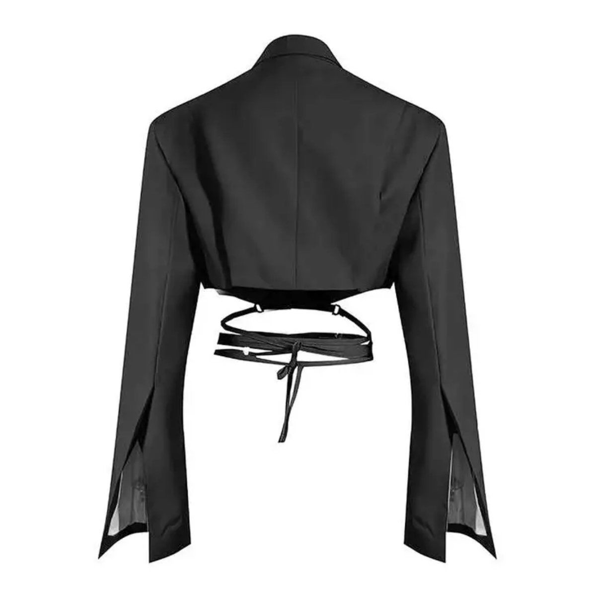 Double Layer Bandage Slim Long Sleeve Pocket Short Jacket New