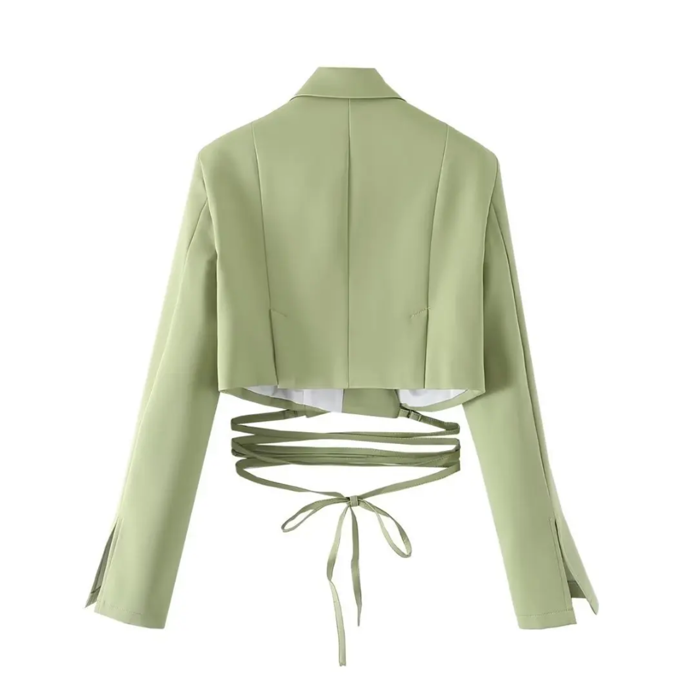 Double Layer Bandage Slim Long Sleeve Pocket Short Jacket New