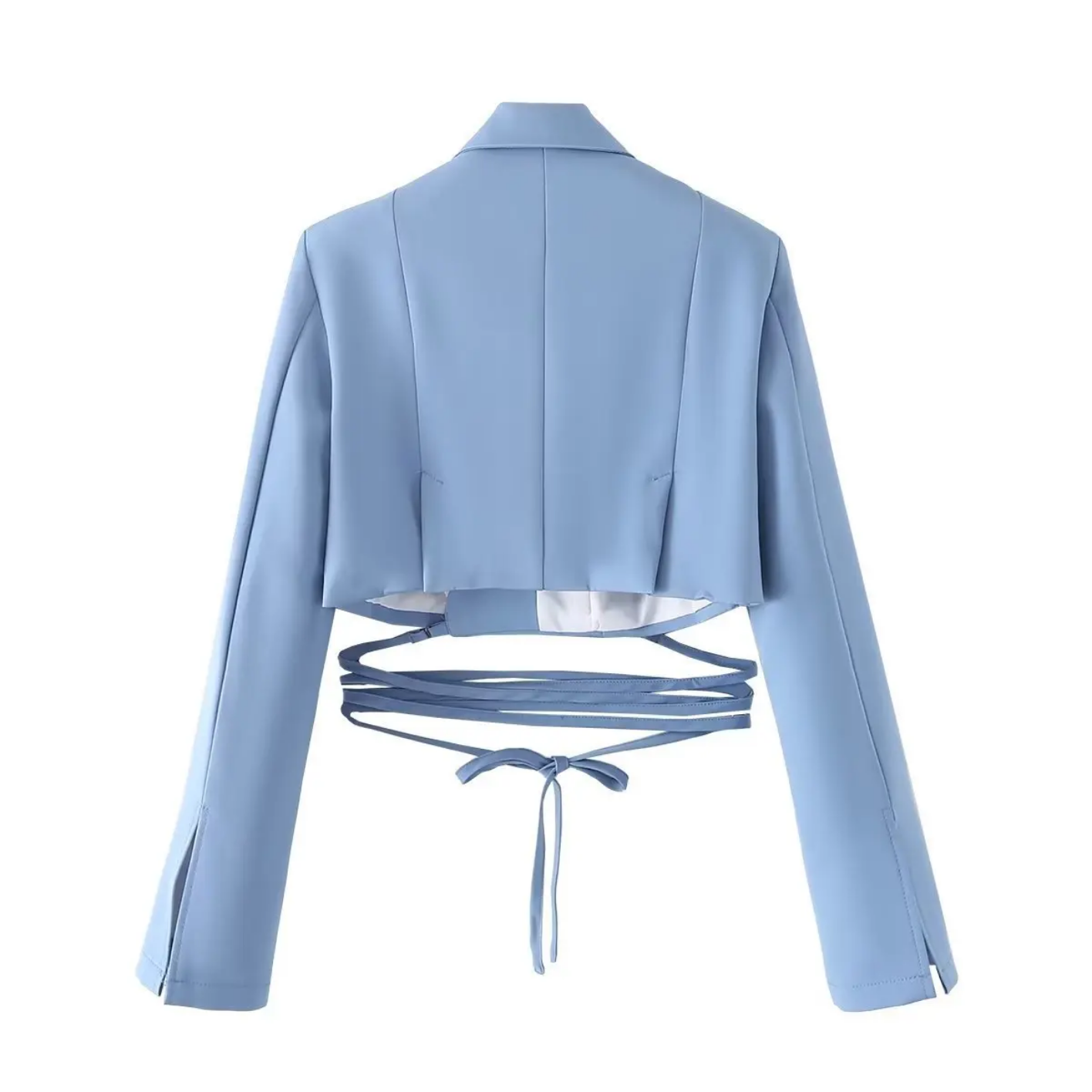 Double Layer Bandage Slim Long Sleeve Pocket Short Jacket New