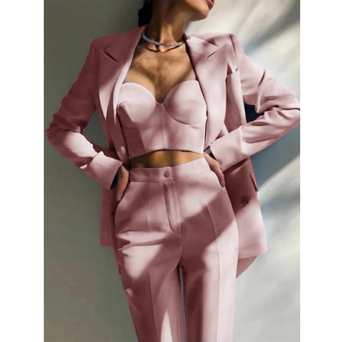 Casual and Elegant Two-piece Custom Slim Fit Pant Suit Set2