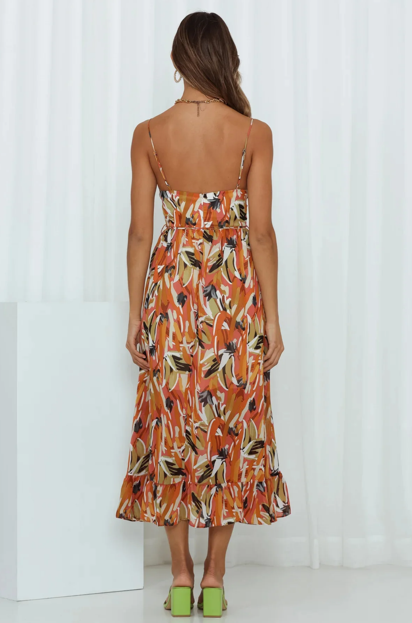 Summer Sexy Spaghetti Strap Deep V-neck Ruffles Patchwork Long Beach  Dress