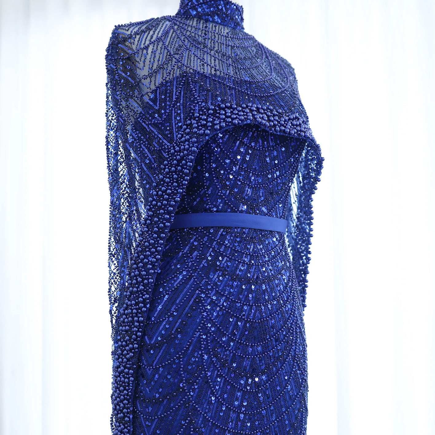 Luxury Pearls Dubai Evening Dresses with Cape