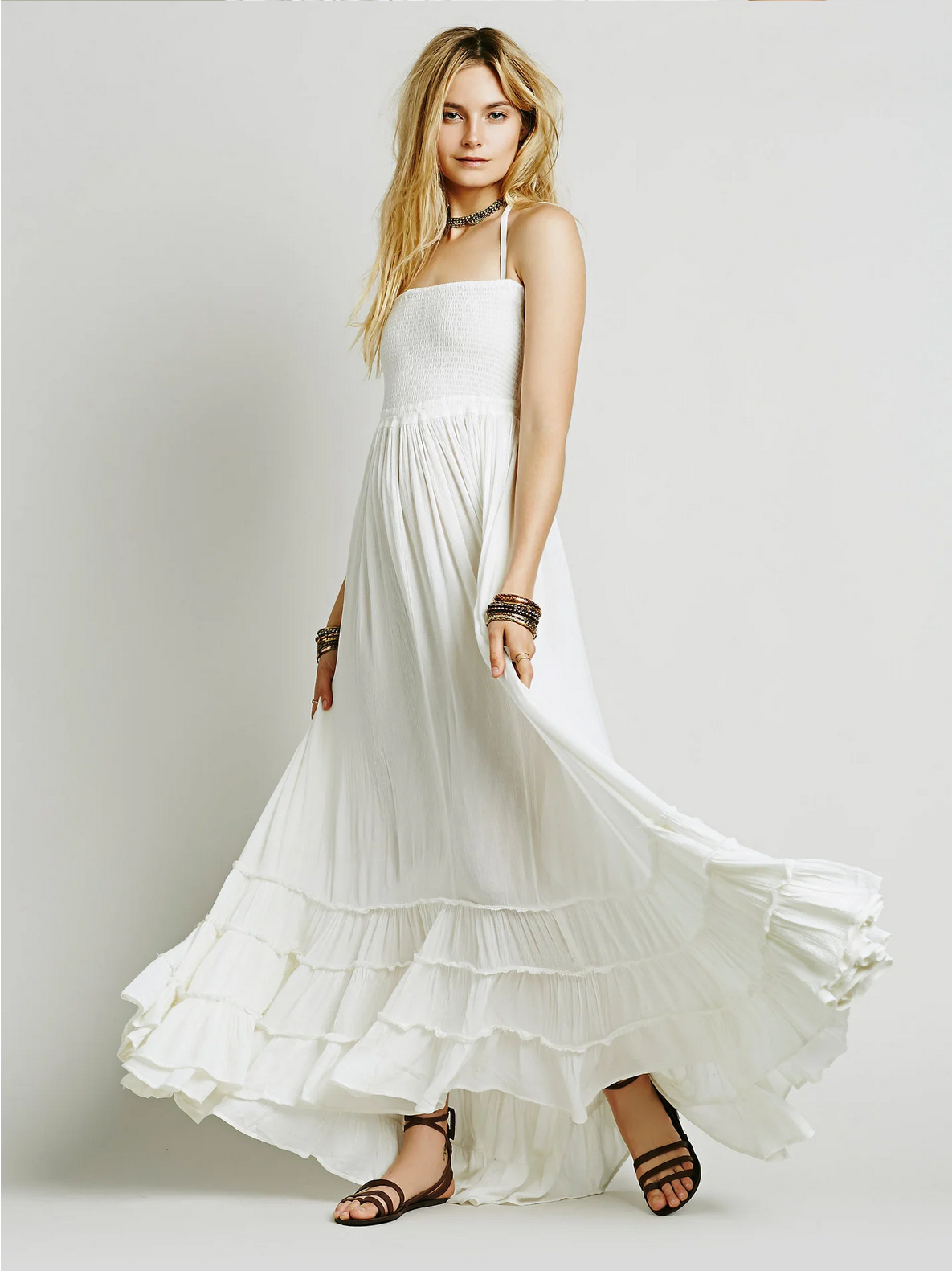 Summer Vacation Long Bare back Cotton Sexy Beach Dress