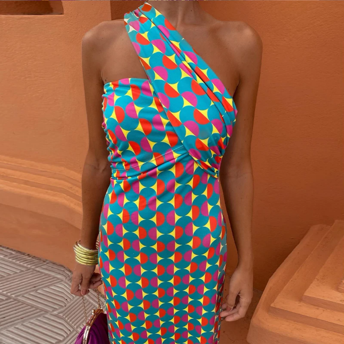 Summer Fashion Print Sleeveless Backless Top A-line Skirts Suit