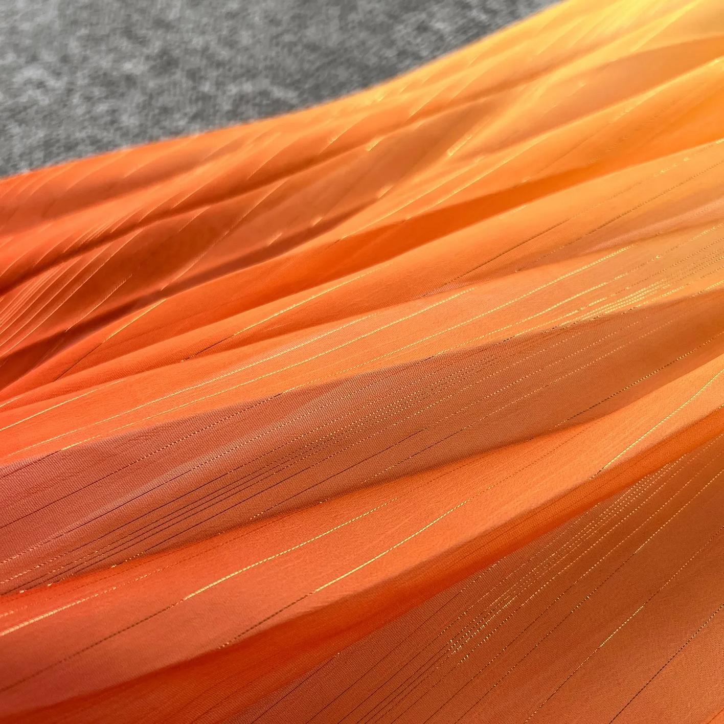 Summer Luxury Gradient Color  Lace Up Bright Silk Chiffon Dress