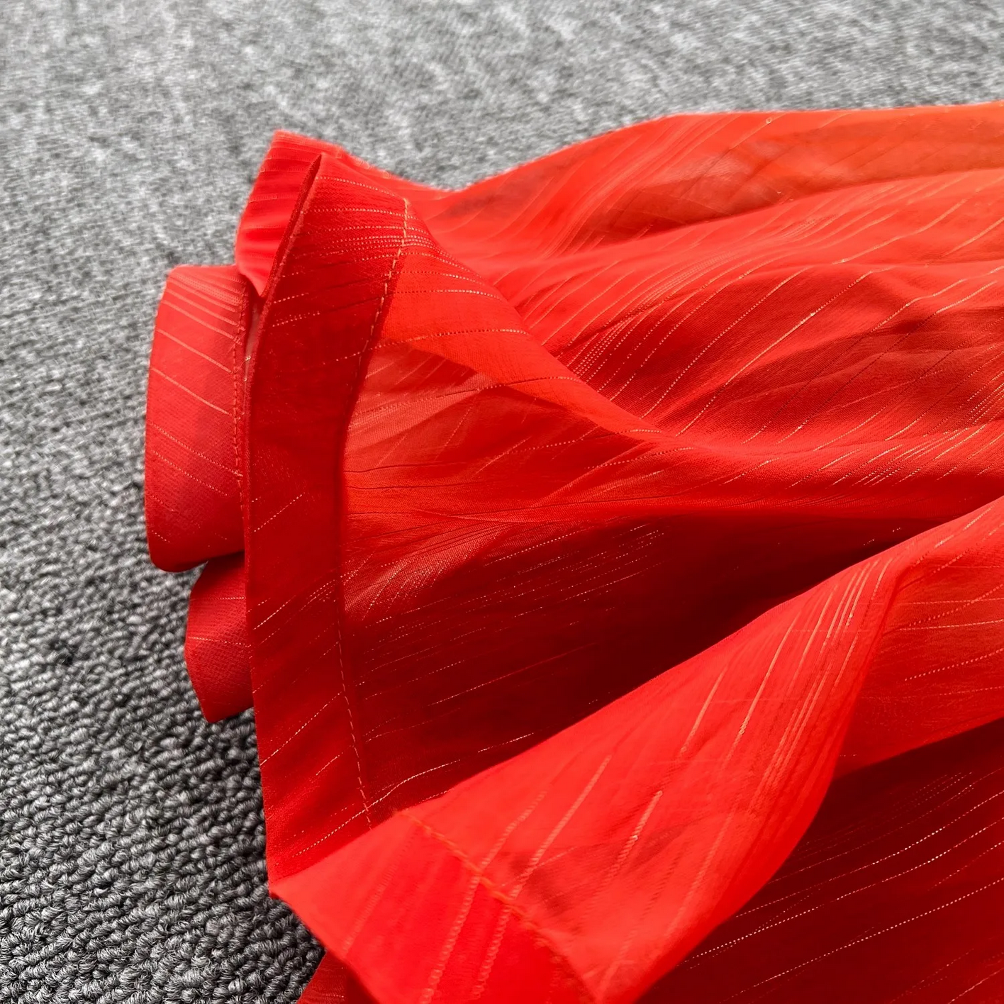 Summer Luxury Gradient Color  Lace Up Bright Silk Chiffon Dress