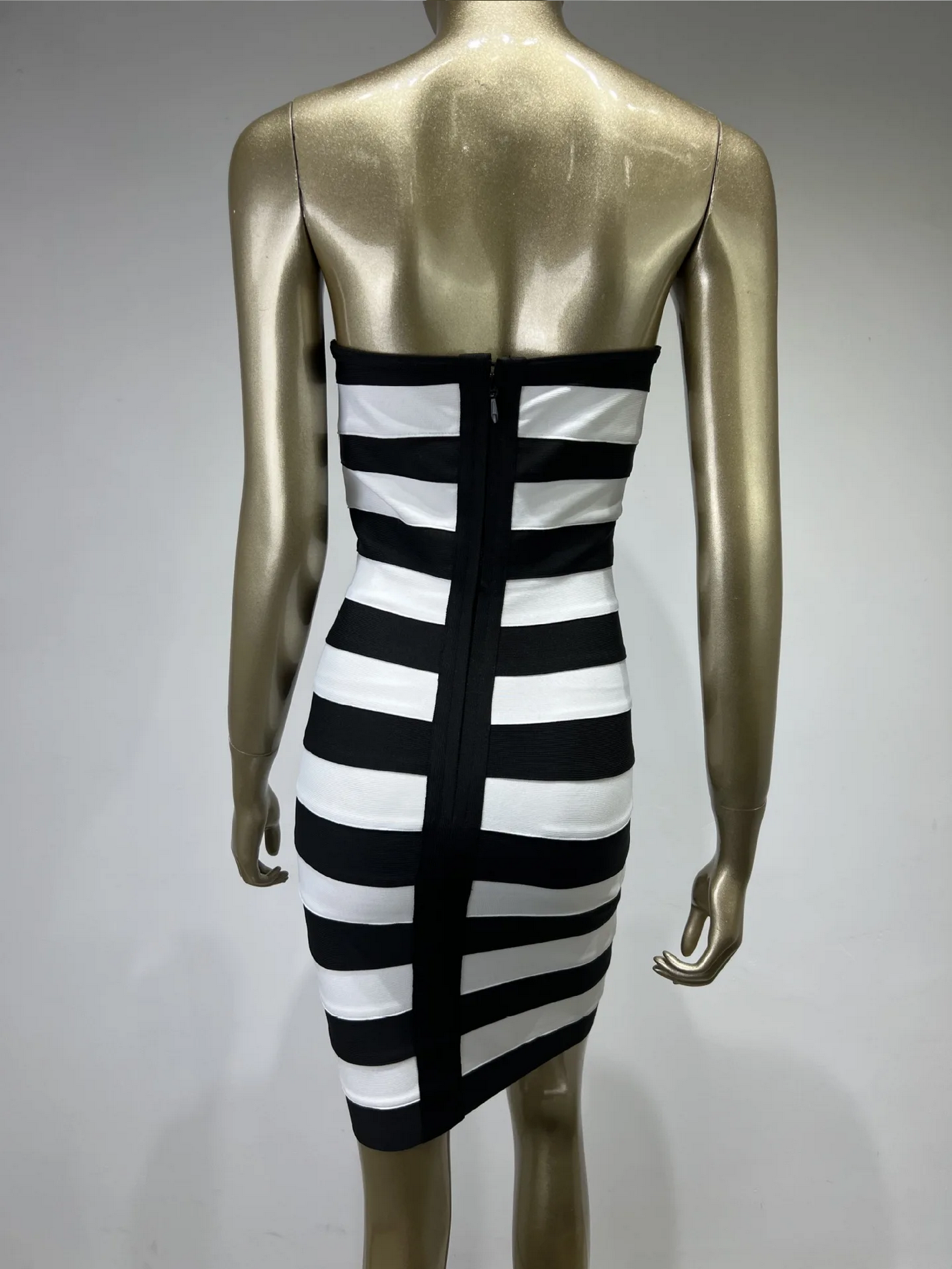 Summer Sexy Strapless Backless Striped Bodycon Mini Bandage Dress