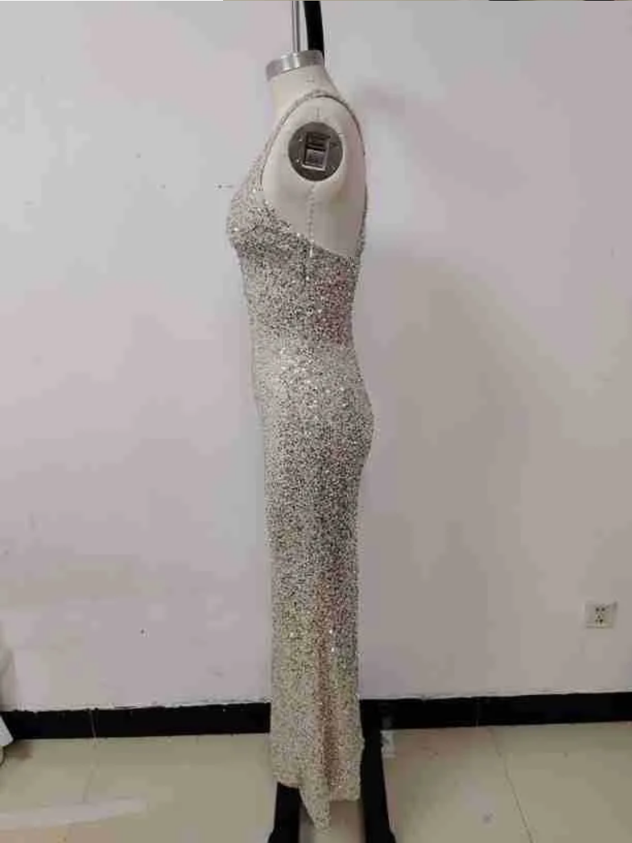 Sexy Hollow Out Sequined Bodycon Prom Dress