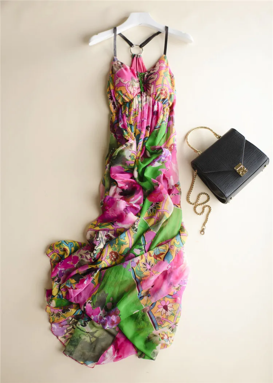 100%Real Silk Bohemian Beach Dress