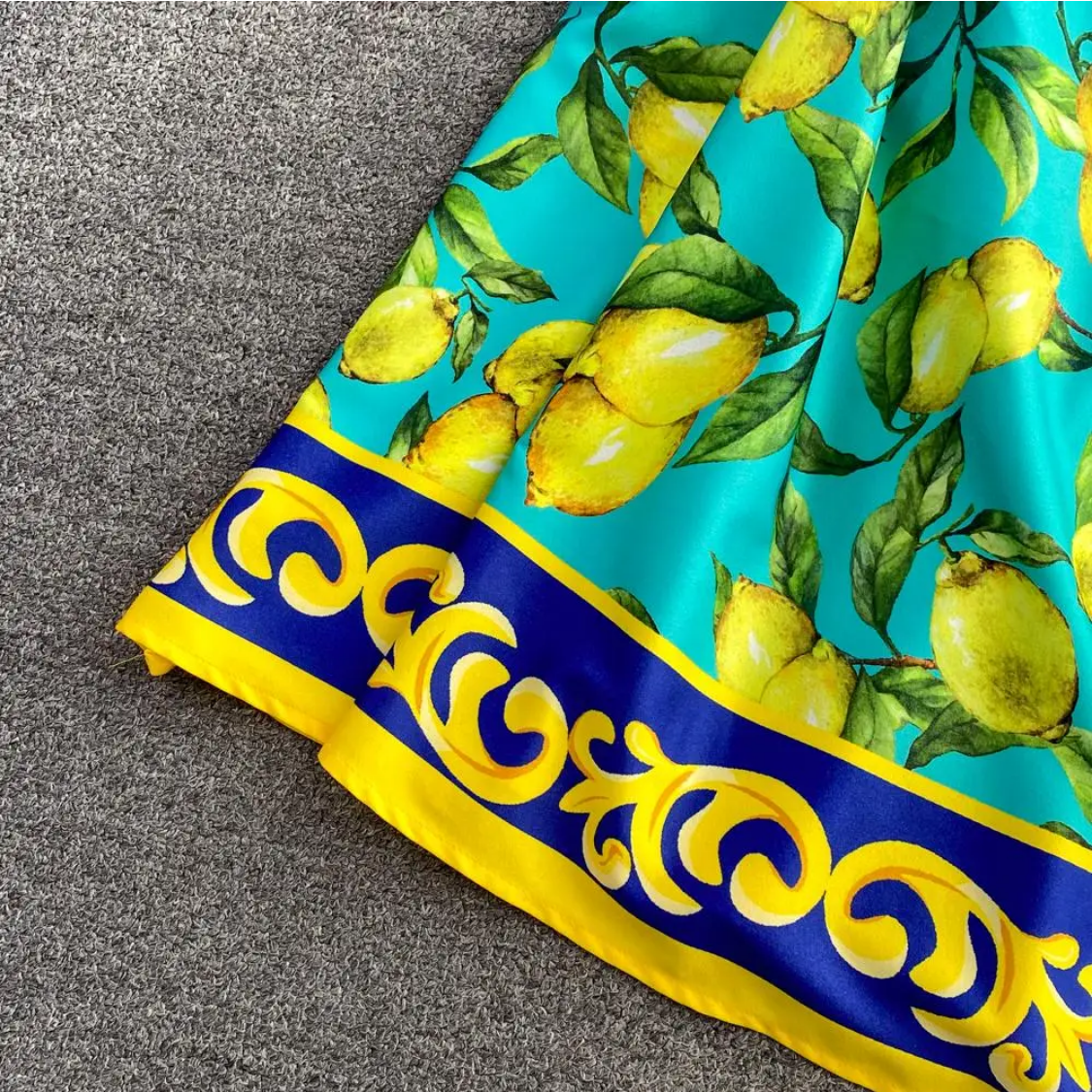 Sleeveless Summer Bohemian Lemon Print Belted Elegant Vacation Long Spaghetti Strap Maxi Dress