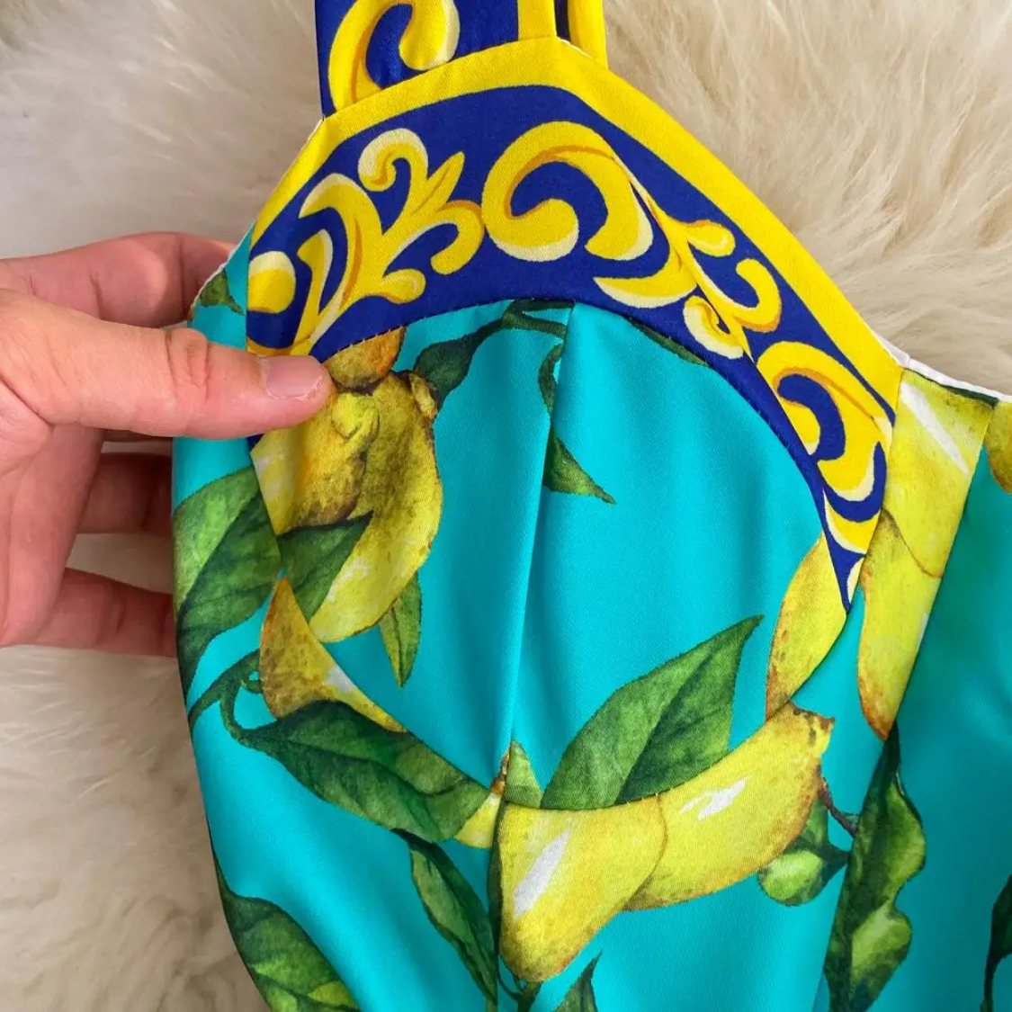 Sleeveless Summer Bohemian Lemon Print Belted Elegant Vacation Long Spaghetti Strap Maxi Dress