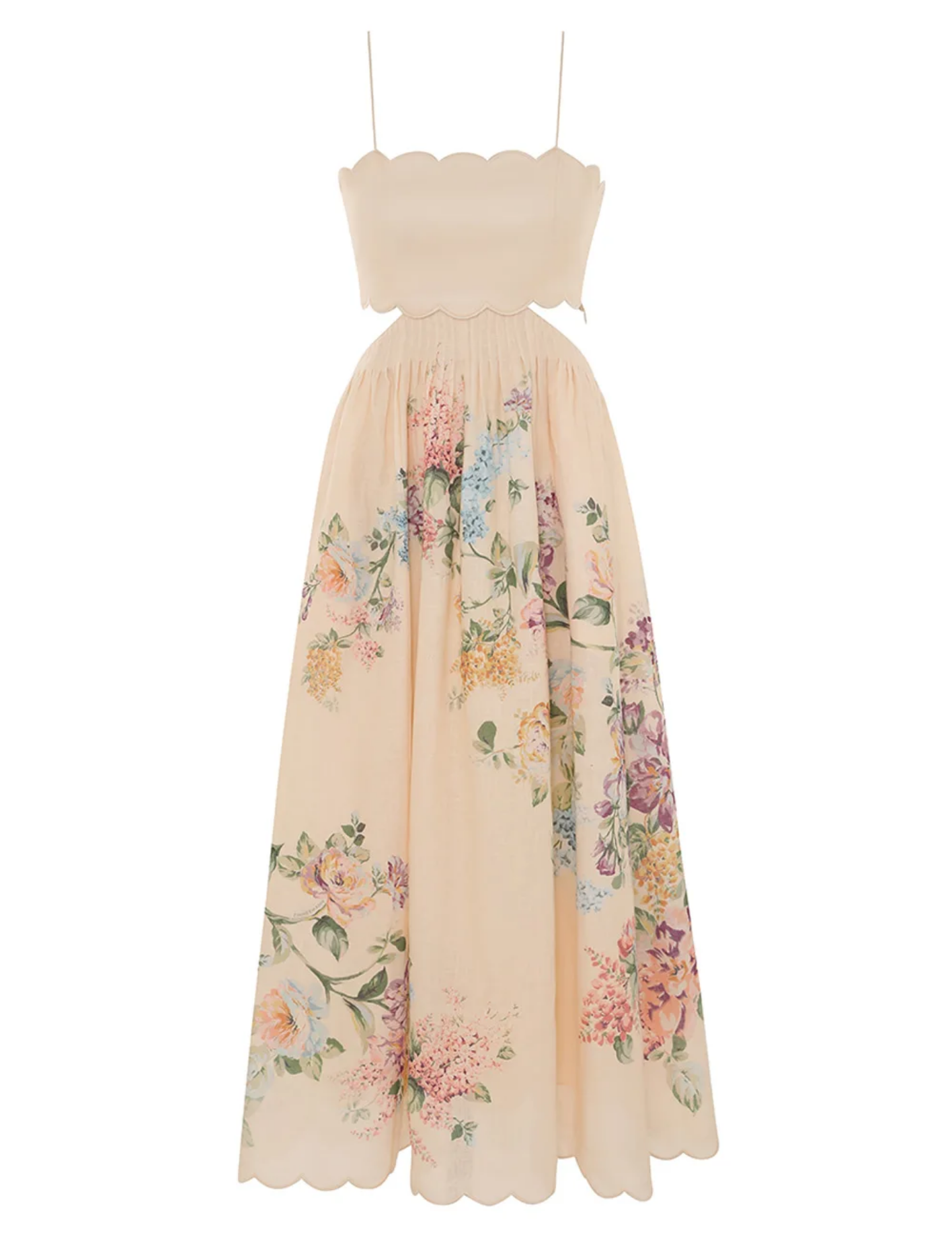 Floral Printed Hollow Out Backless Lace Up Off Shoulder Strapless Midi Dresses
