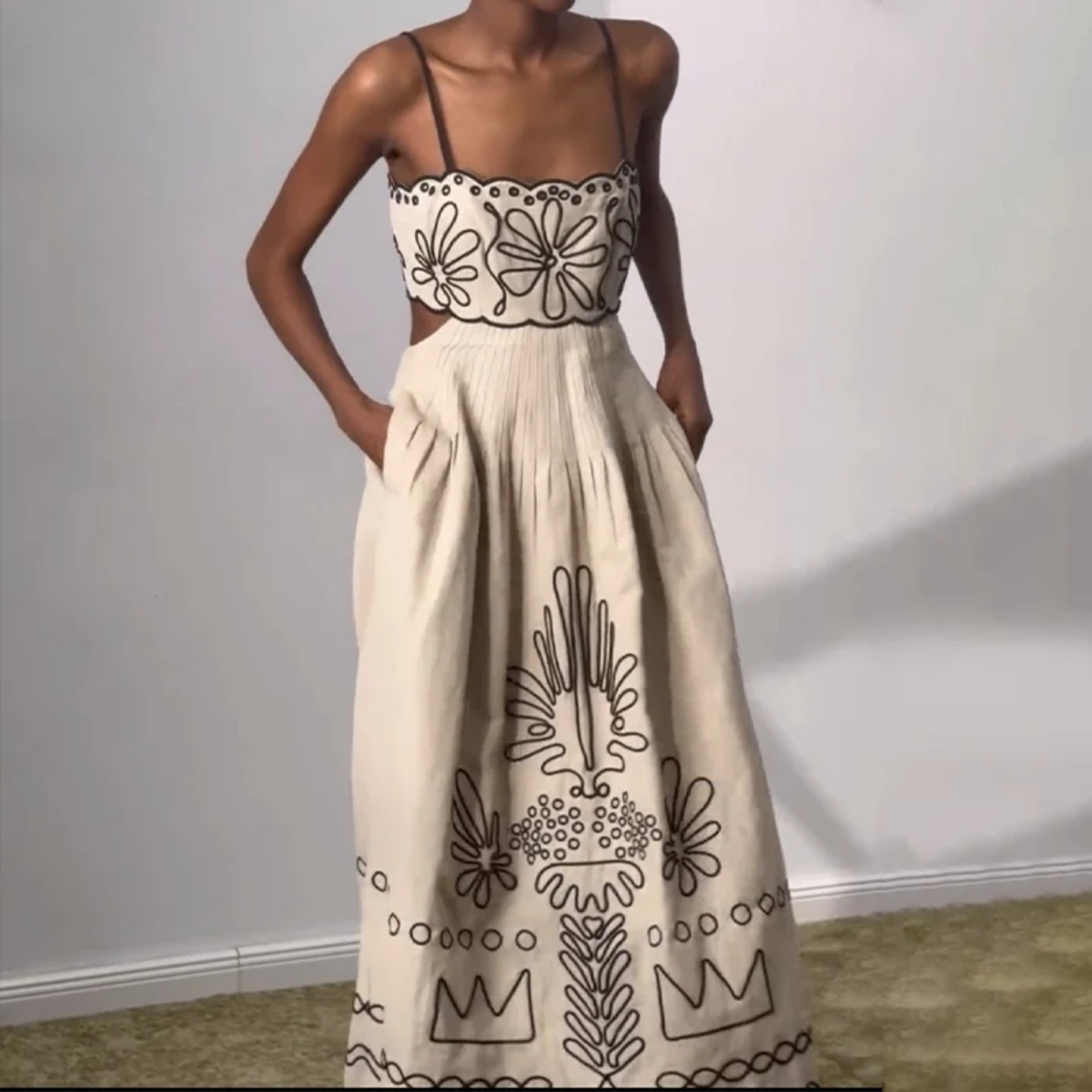 Floral Printed Hollow Out Backless Lace Up Off Shoulder Strapless Midi Dresses