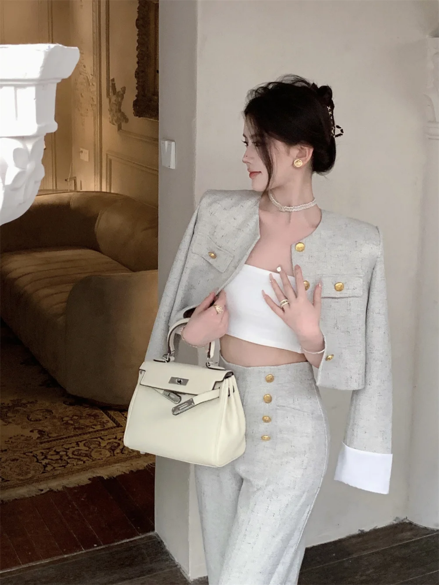 High End Jacket Coat + Pant Sets Fashion Casual 2 Piece Sets