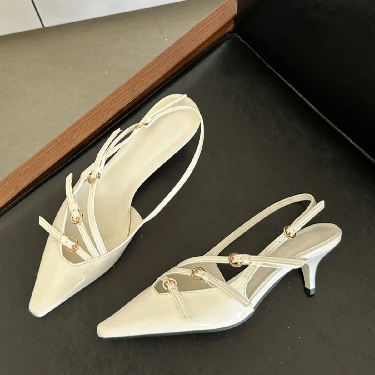Narrow Band Buckle Sexy Pointed Toe Thin Heels Mule  Shoes