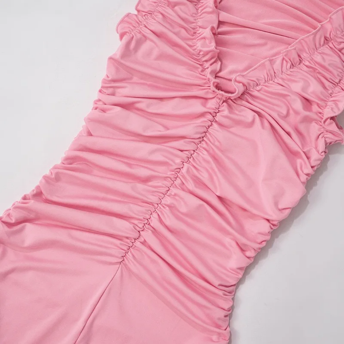 Summer  Low Cut U Neck Shirring Sleeveless Patchwork Maxi Dress
