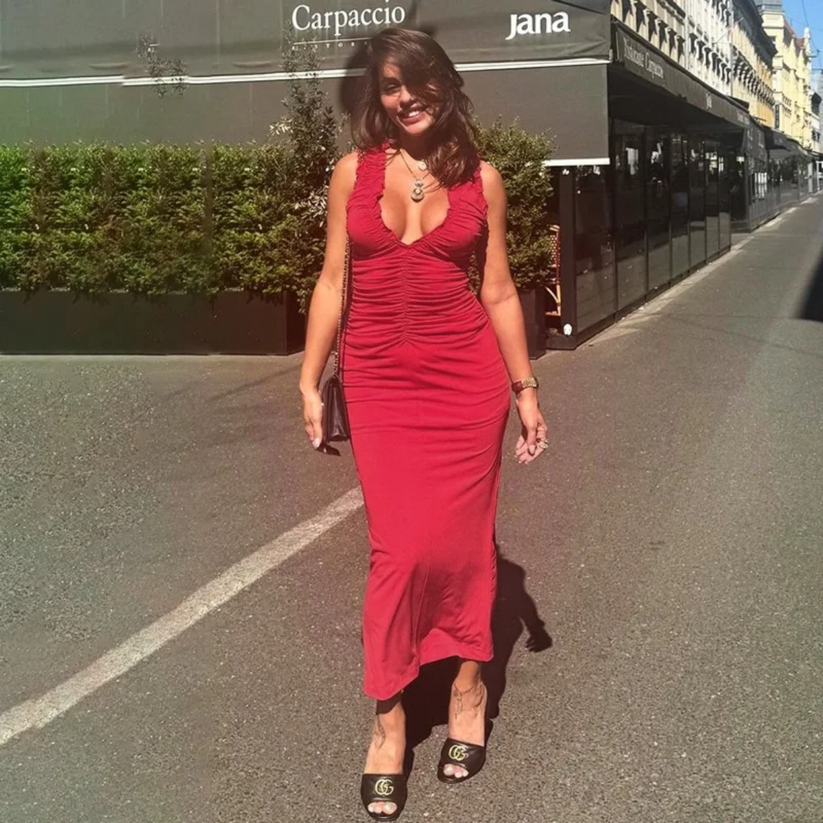 Summer  Low Cut U Neck Shirring Sleeveless Patchwork Maxi Dress