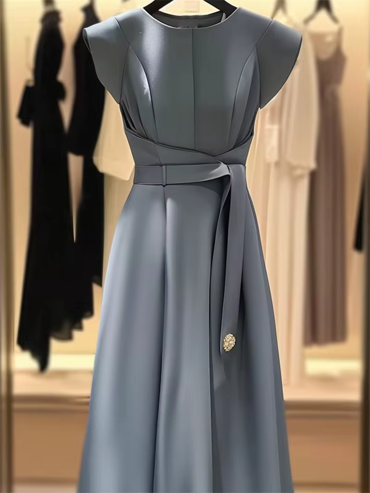 Summer Elegant  Solid High Waist A-Line Party Dress