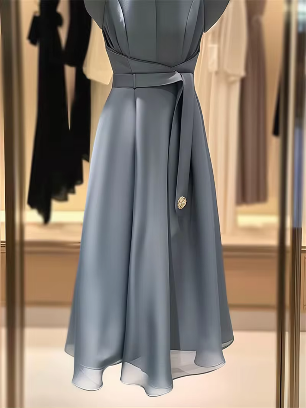 Summer Elegant  Solid High Waist A-Line Party Dress