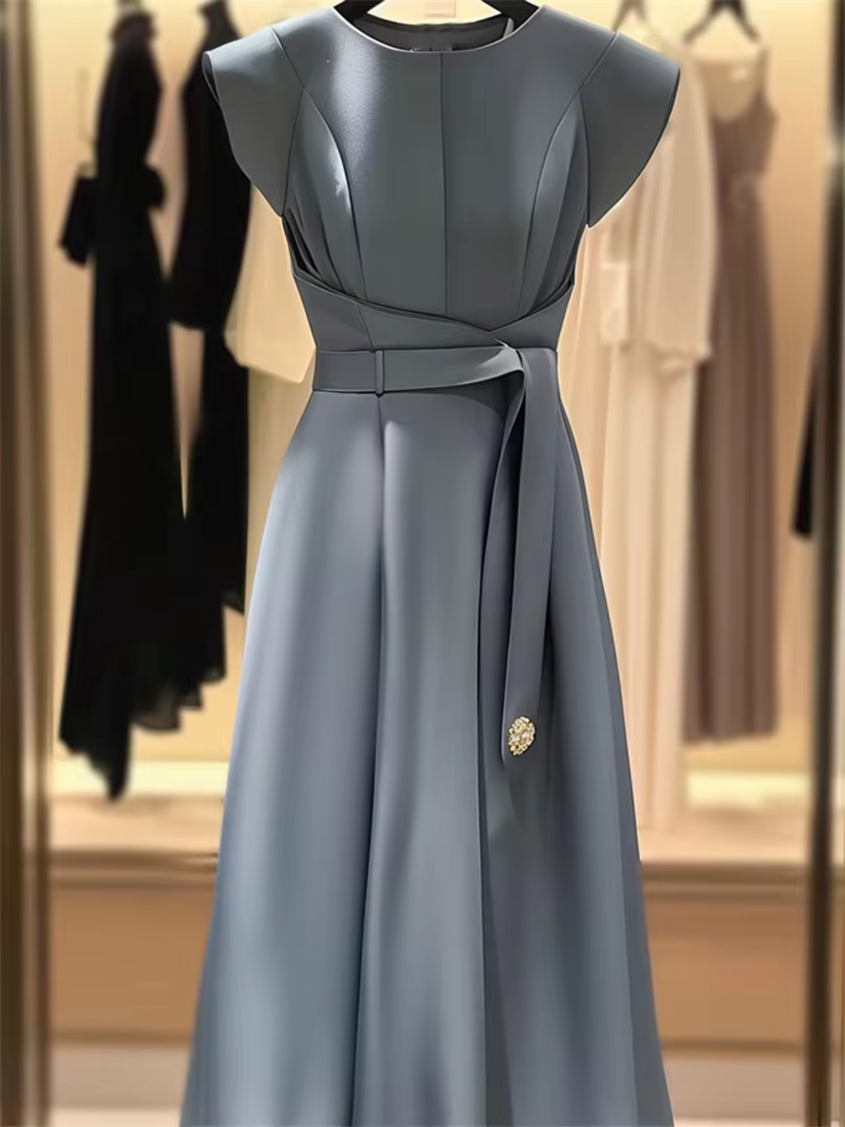 Summer Elegant  Solid High Waist A-Line Party Dress