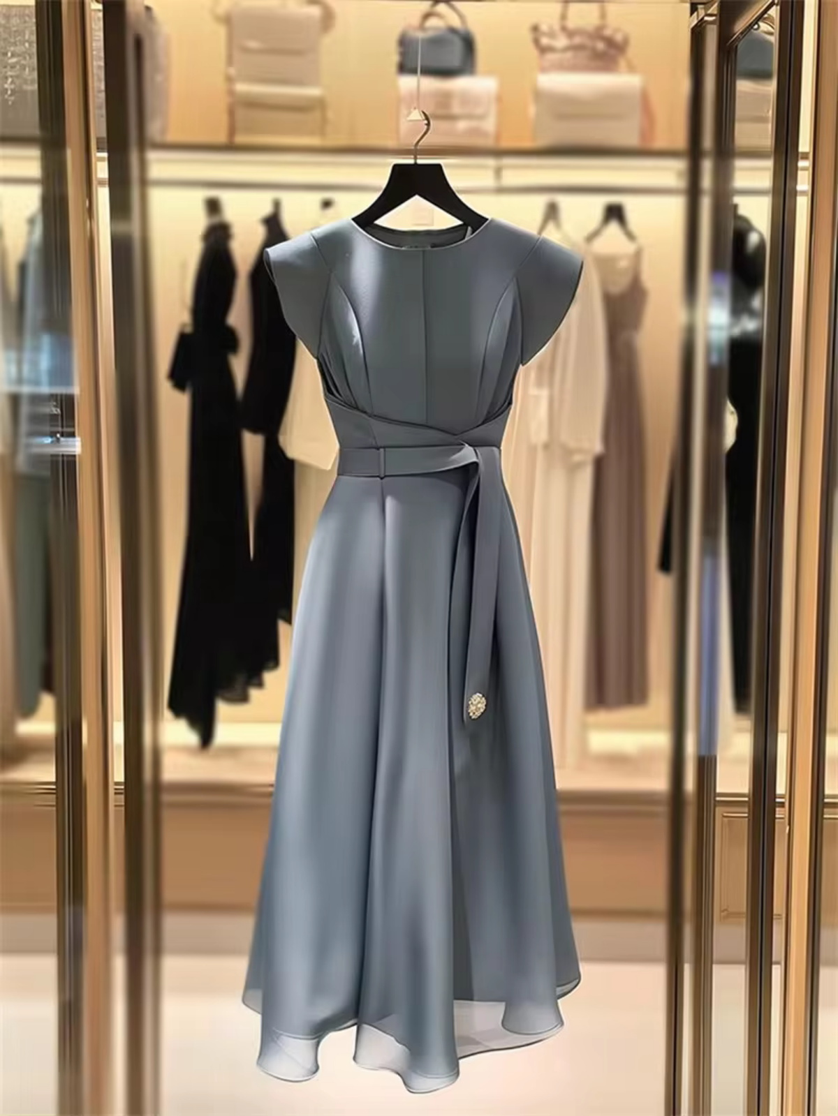 Summer Elegant  Solid High Waist A-Line Party Dress