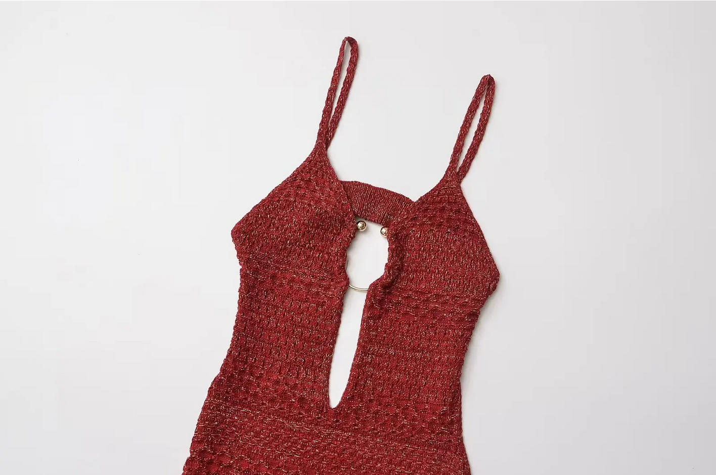 Knit Midi Dress Spaghetti Strap Backless Bow Low-cut High Waist Dresses