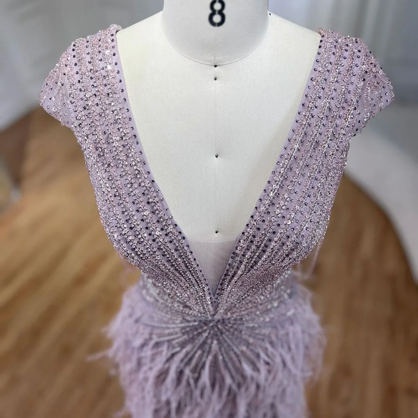 Mermaid Elegant Feathers Beaded Luxury Evening Dresses