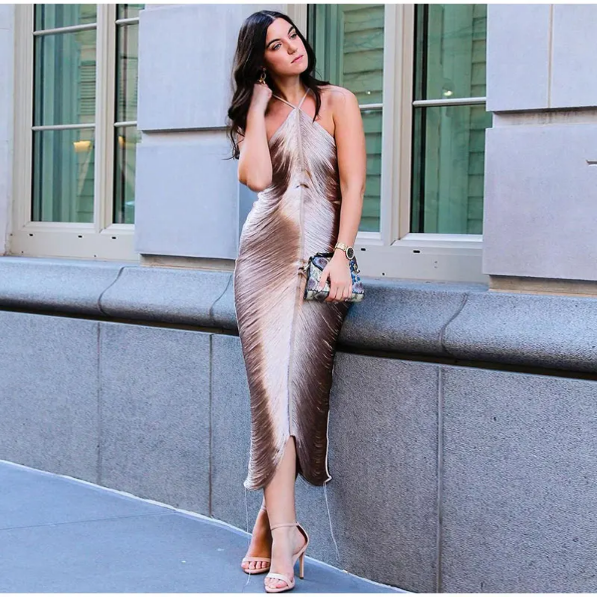 Fashion Tassel Backless Halter Evening Dress