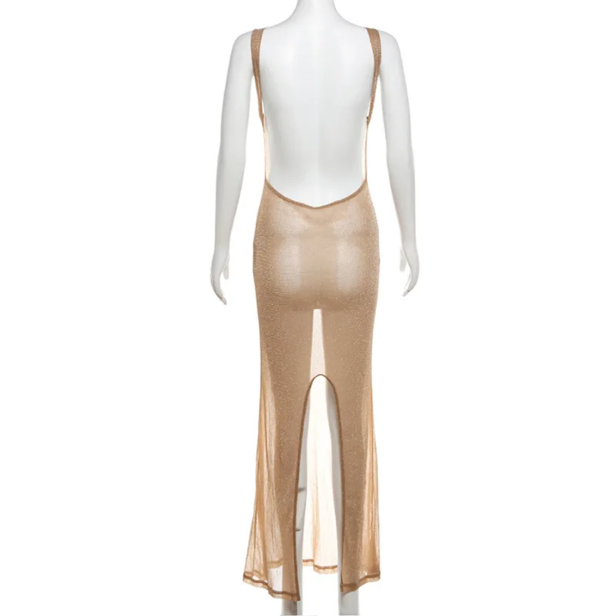 Sexy Solid Backless Split Maxi Dress