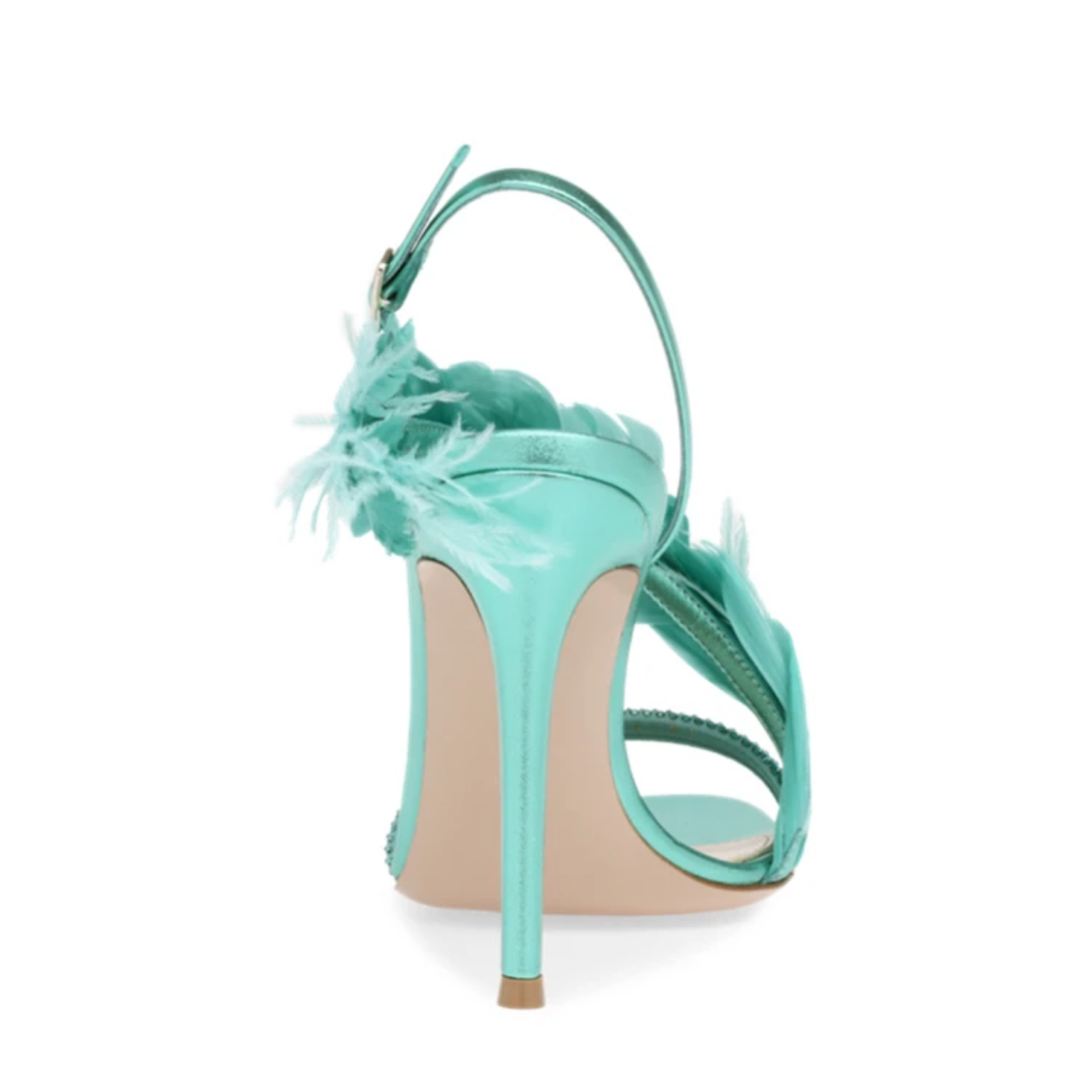 Feather Banquet High Heel  One-line Buckle Sexy Sandals
