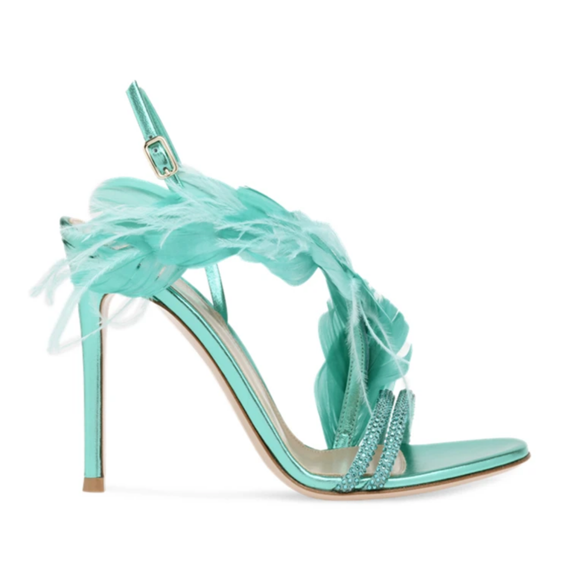 Feather Banquet High Heel  One-line Buckle Sexy Sandals