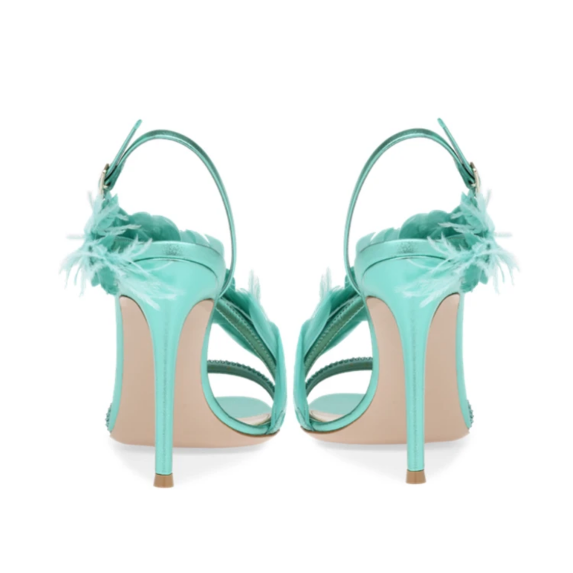 Feather Banquet High Heel  One-line Buckle Sexy Sandals