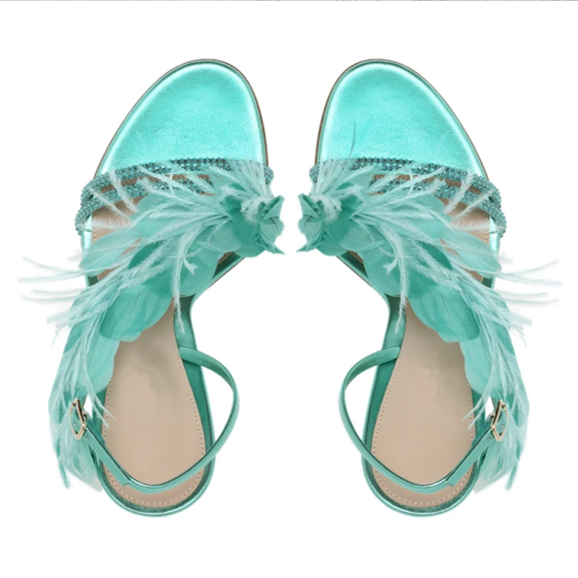 Feather Banquet High Heel  One-line Buckle Sexy Sandals
