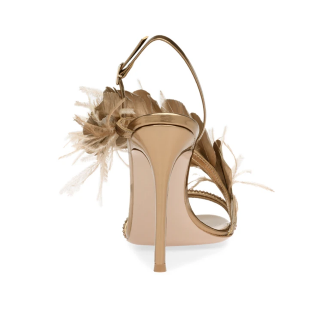 Feather Banquet High Heel  One-line Buckle Sexy Sandals