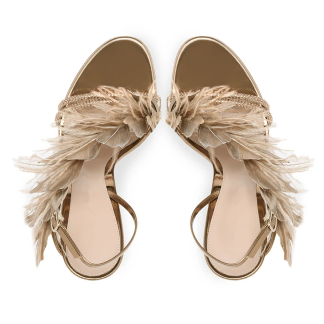 Feather Banquet High Heel  One-line Buckle Sexy Sandals