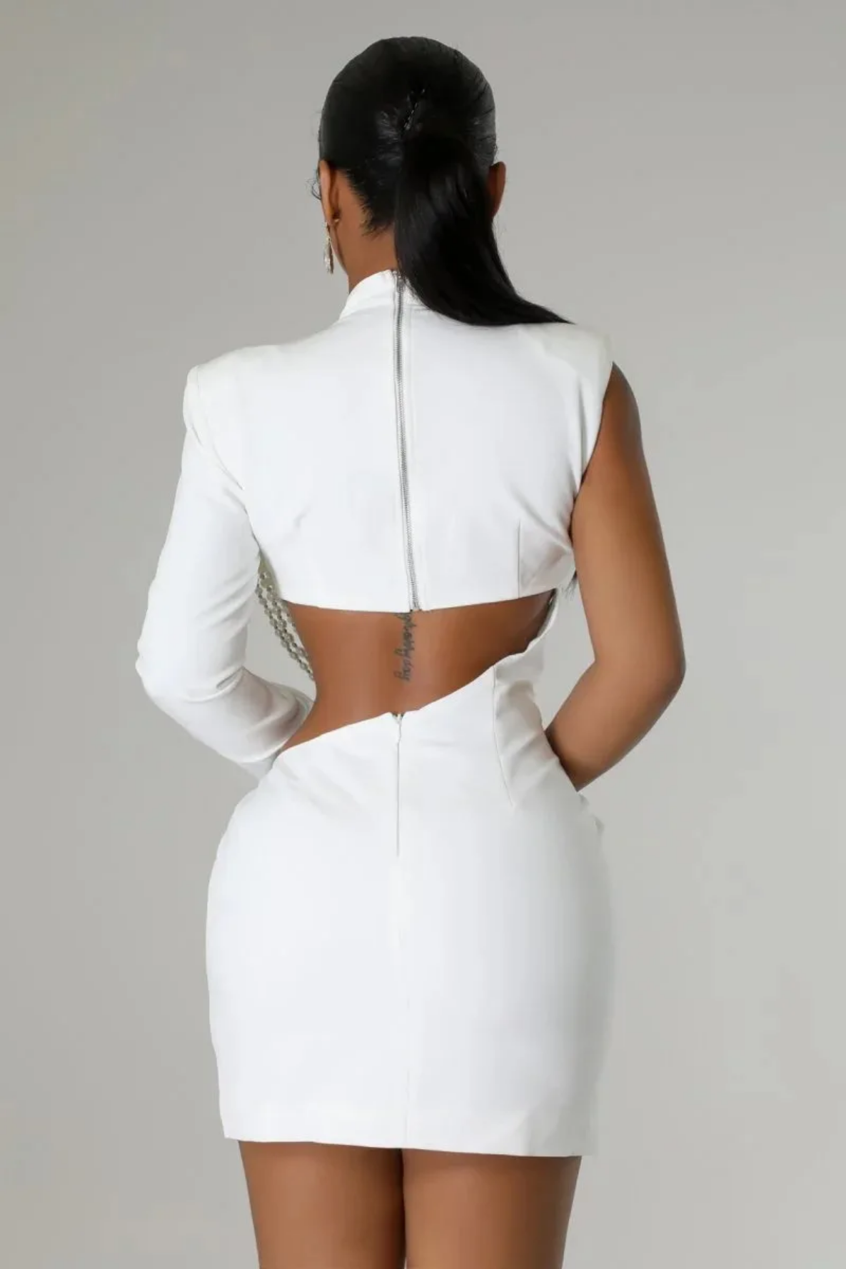 2024 Summer Pearl String Full Sleeve Elegant O-neck Mini Dress
