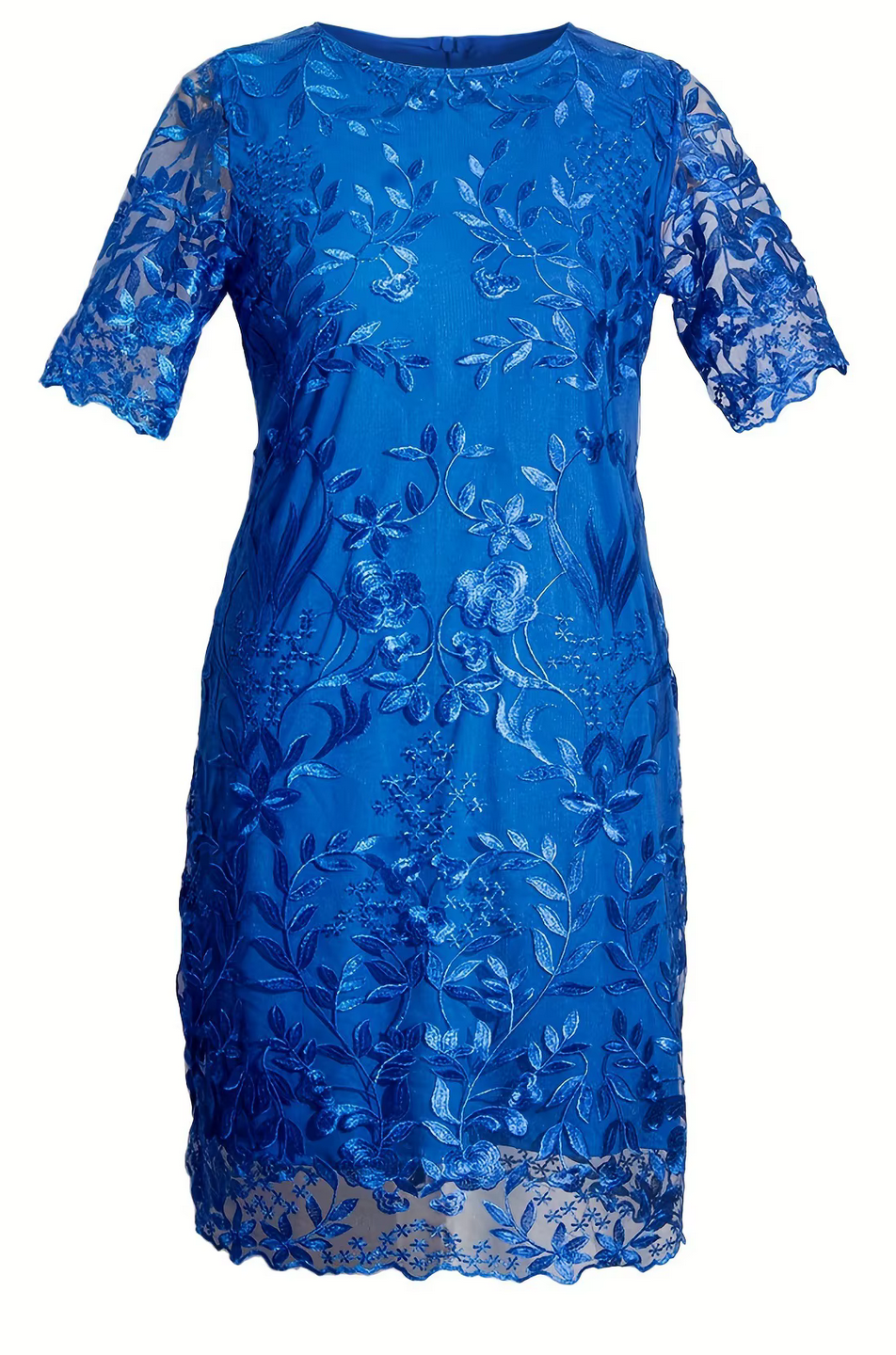 Oversized Spring Summer Spliced Embroidered Lace Slim Cocktail Dress