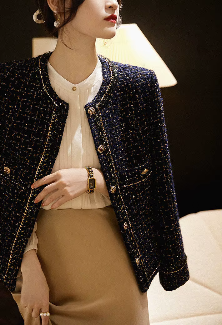 All-Match Tweed Elegant O-Neck Cropped Jacket