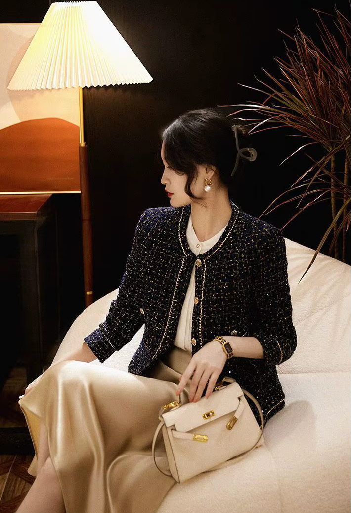 All-Match Tweed Elegant O-Neck Cropped Jacket