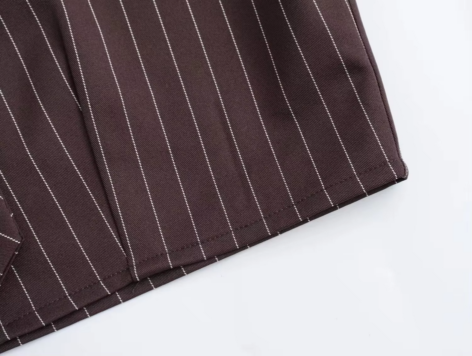 High Street Chic Striped Cropped Long Sleeve Tie Sexy Blouse